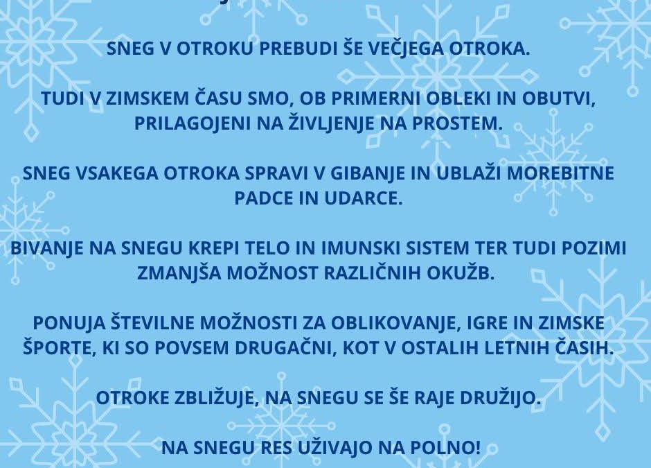 SNEŽNI UVOD V ZIMSKE POČITNICE